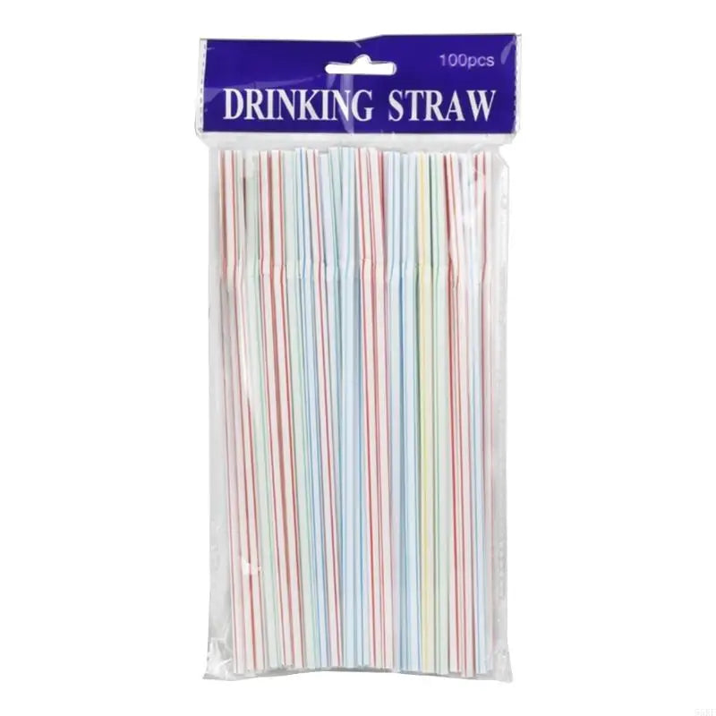 3X100PC Colorful Bendable Straw Drinking Kunststof Straw for Milk Tea Bar Party Rietjes Drinking Wedding Kitchen Beverage Straws