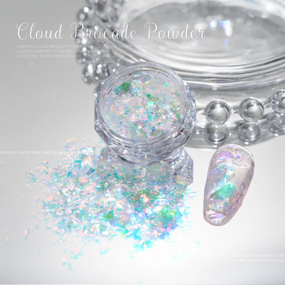 Pearl White Nails Glitter Aurora - Hailey Bieber Nails Moonlight Powders Fritillary Shell Mirror Pigment Nail Decoration