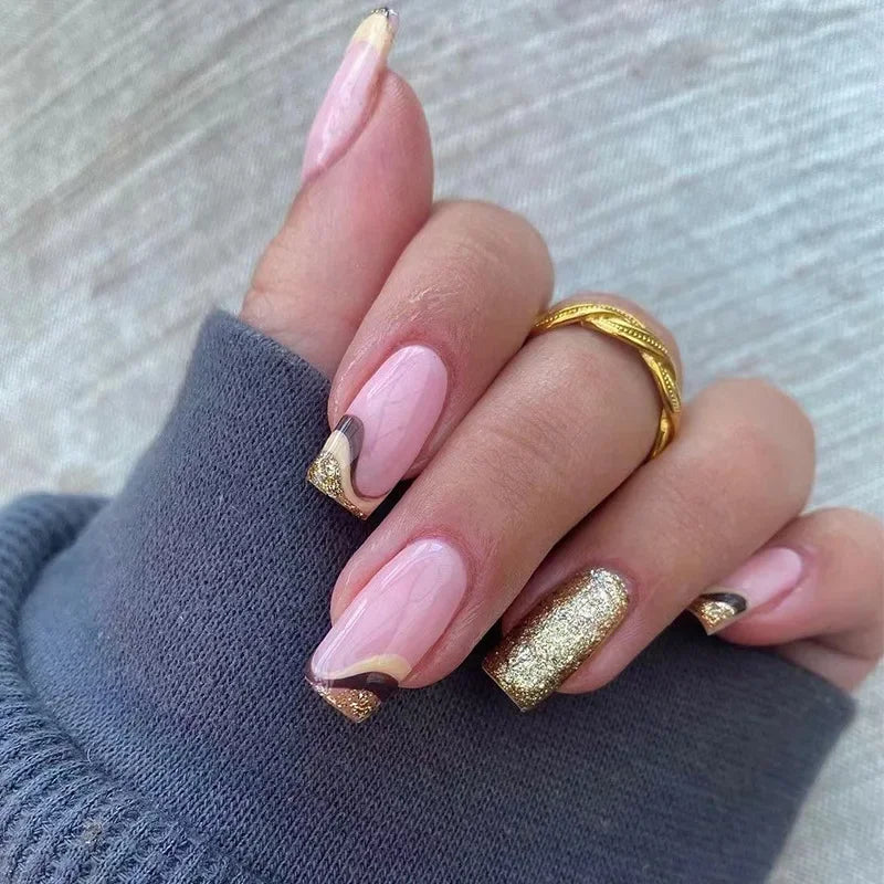 24Pcs/Set Love Ballerina Press on Nails Sets Free False Nails Adhesive Full Cover Artificial Art Fake Nail Professional Material