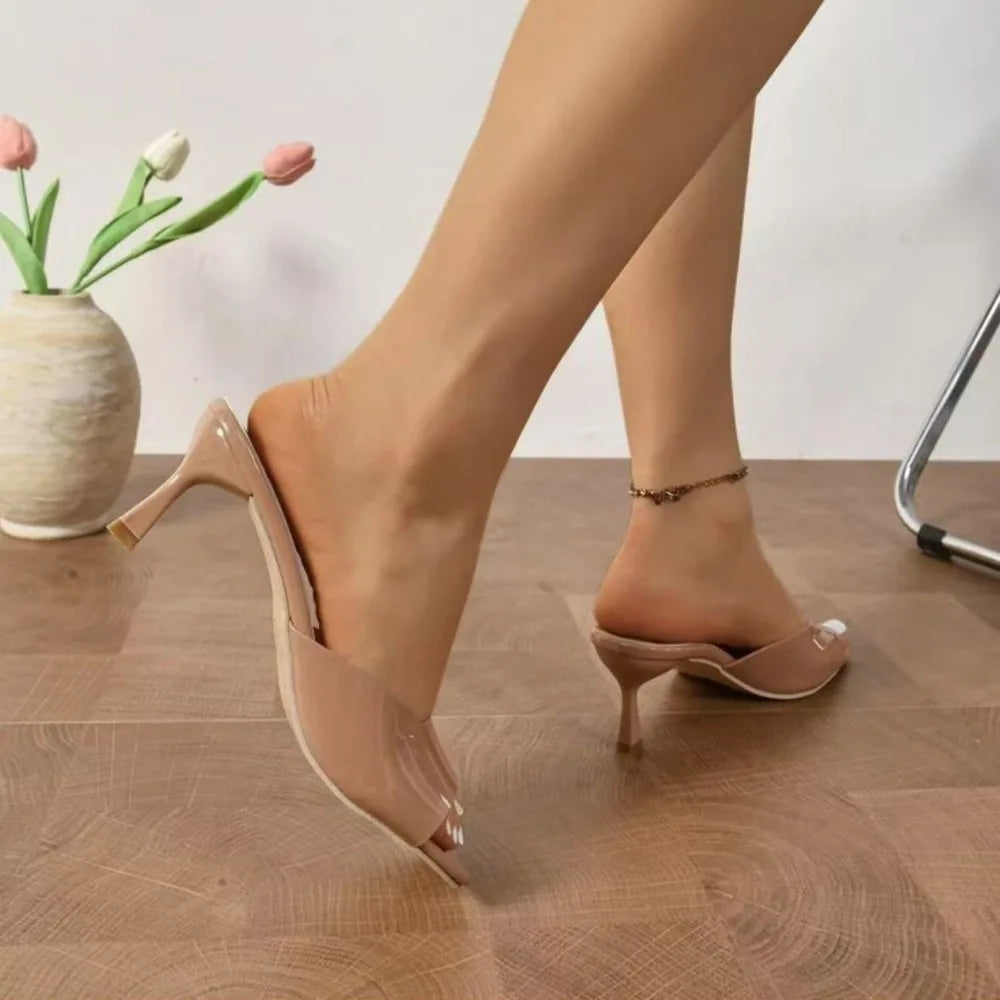 Fashion Fish Mouth Slippers Summer Comfort Dress Shoes Sexy Open Toe Stiletto Sandals Elegant Office Women High Heels