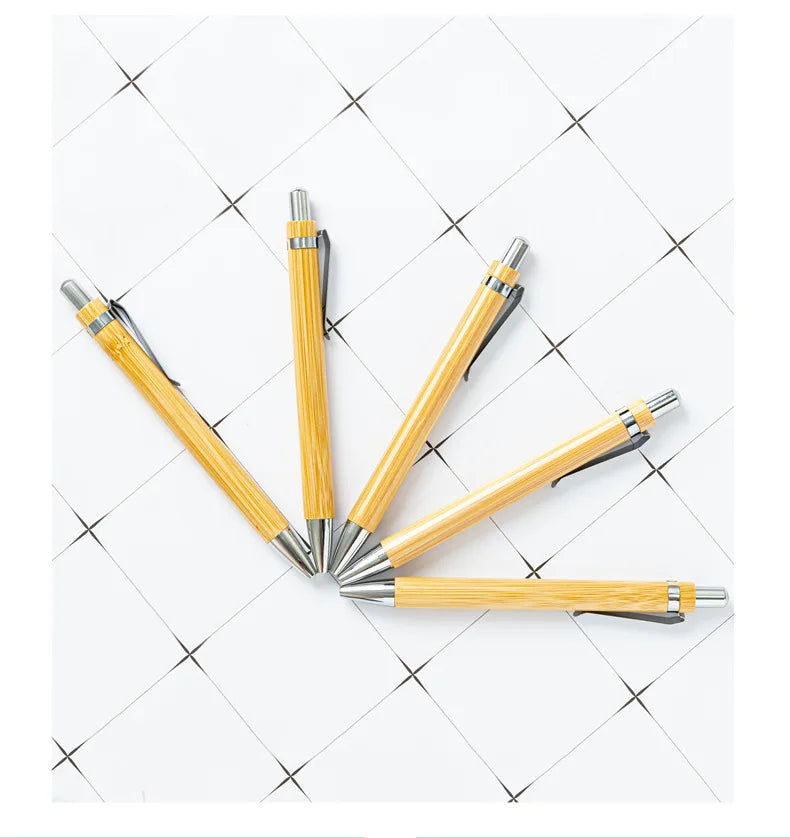 10PCS Bamboo Ballpoint Pen Stationery Party Pens Office School Supplies Business Gifts