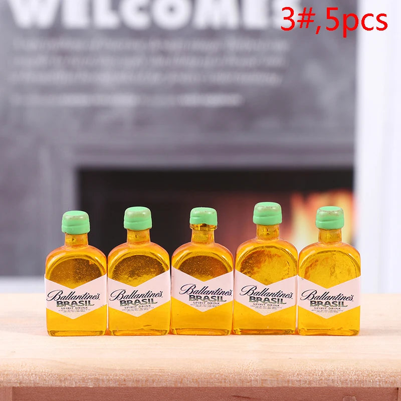 1 Set 1/12 Miniature Wine Bottles Dollhouse Kitchen Accessories - Mini Dolls House Living Room Accessories Beer Drink Bottles