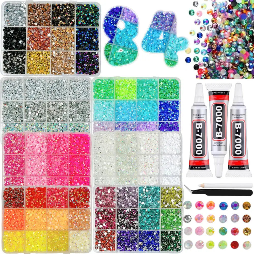 1Box/1Set Hot Selling Flash Nail Rhinestones Bedazzling Kit 3mm Multi-style Colorful Resin Nail Diamond Jewelry DIY Nails Parts