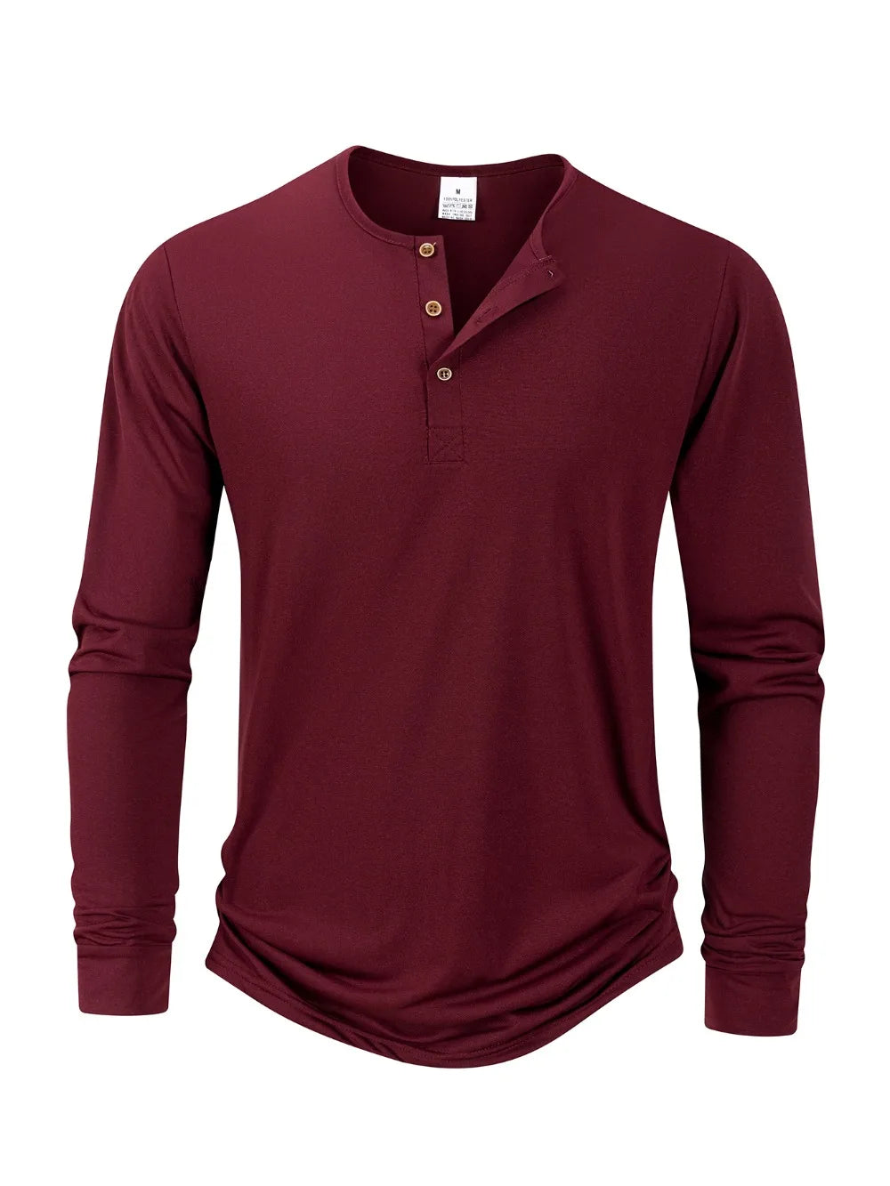 Men's T Shirt Autumn Button Long Sleeve Henley Neck T-Shirt Solid Color Casual Breathable Versatile Tops Fashion Slim T-Shirts
