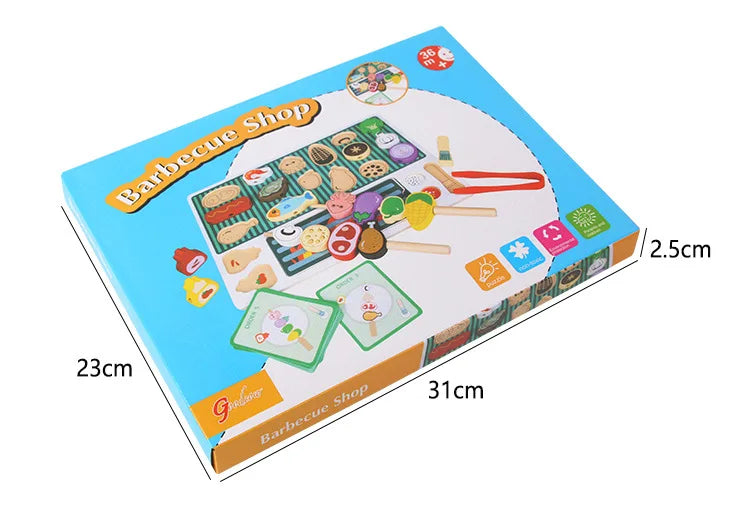 Simulation Kitchen Pretend Toy Wooden Toddler DIY BBQ Toy Set Classic Game Montessori Educational Toy For Children Kids Gift