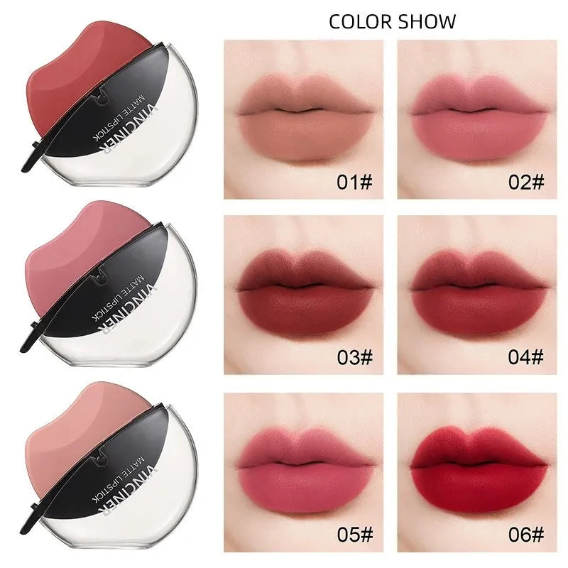 6-color lipstick, one-sucking lazy lipstick, long-lasting and not easy to fade, matte makeup effect, non-irritating matte lipsti