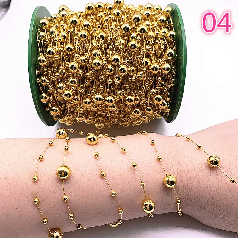NEW 5yards Fishing Line Artificial Pearls Flower Beads Chain Garland Flowers Wedding Party Decoration Diy