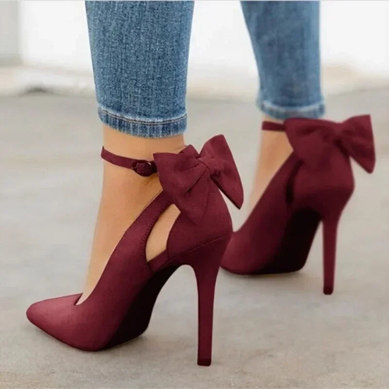 New2026 Women's Sexy High Heels Pumps Pointed Toe Buckle Strap Shoes Sweet Butterfly Party Pumps Wedding Ladies Shoes Large Size