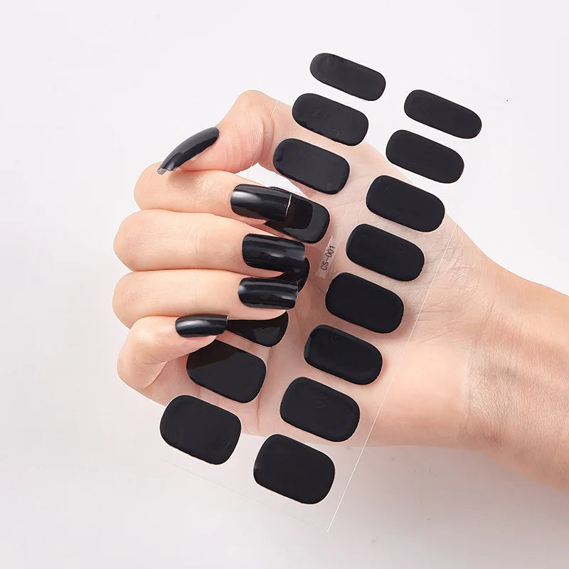 16p solid color stickers nail art supplies European and American simple decals oil film decals press on nails stickers designer