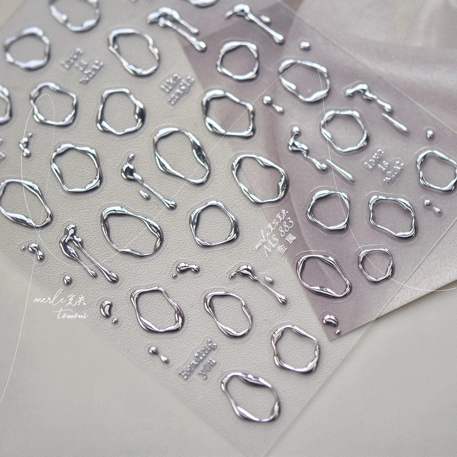 1pcs Gold Silver Metal Nail Stickers Irregular Bows Heart-shaped Back Glue Nails Accessories Stickers DIY Manicure Decorations