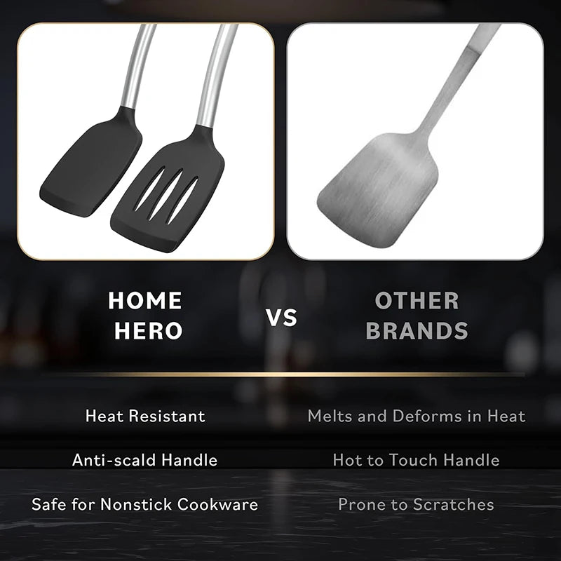 2Pcs Silicone Spatula Set Heat Resistant Nonstick Steak Spatula Kitchen Cooking Utensils Cookware Cooking Tool Set Spatula Kit