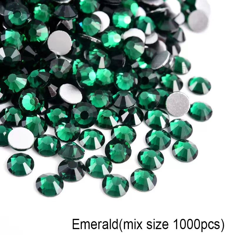 1440Pcs/Pack Flatback 3D Glass Swarovsky DIY Nails Rhinestones Art Decoration Shiny Crystal Stones Gems Manicure