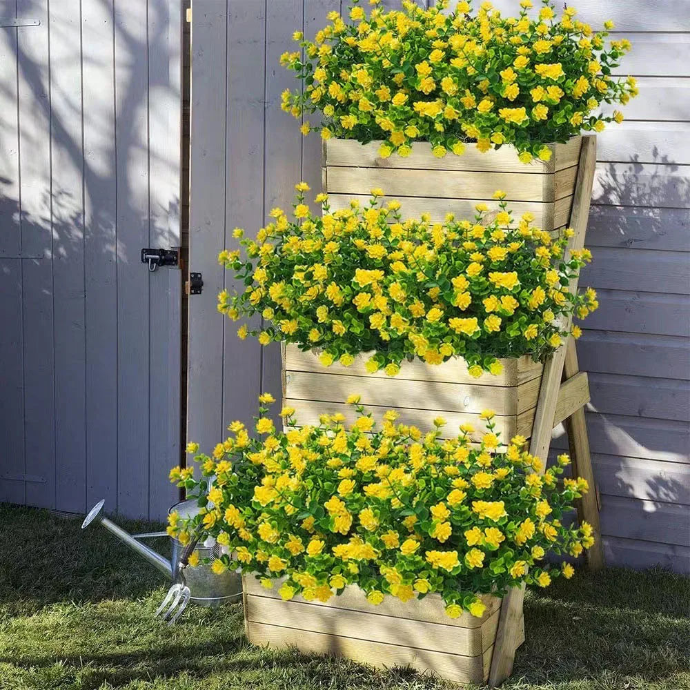 1 Bundle Artificial Flowers Outdoor UV Resistant Shrubs Plants Fake Flower Greenery for Office Kitchen Wedding Garden Decor