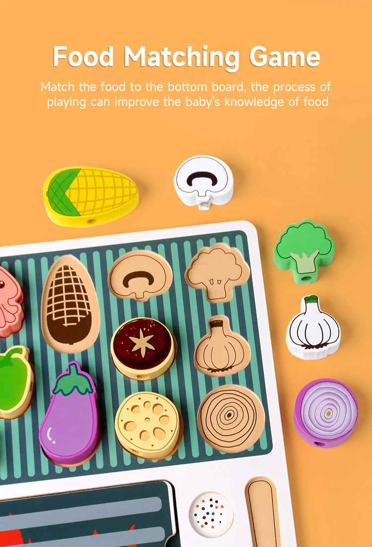 Simulation Kitchen Pretend Toy Wooden Toddler DIY BBQ Toy Set Classic Game Montessori Educational Toy For Children Kids Gift