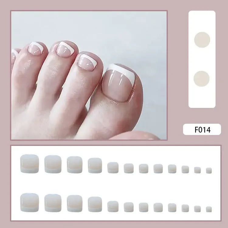Simple French Press on Nails Fake Nails Tips with Sticker False Toenail Design Butterfly Lovely Girl False Toenail