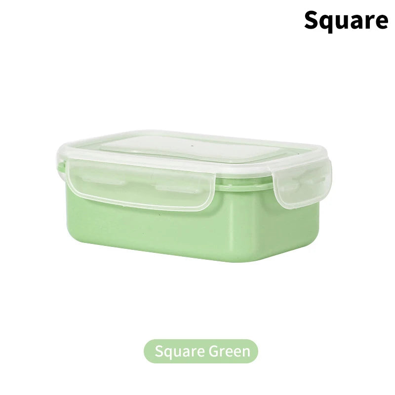 Mini Refrigerator Crisper Small Lunch Box Plastic Airtight Jar Storage Box Round Kitchen Insulated Lunch Box Organizer Snack Box