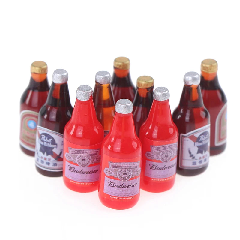 1 Set 1/12 Miniature Wine Bottles Dollhouse Kitchen Accessories - Mini Dolls House Living Room Accessories Beer Drink Bottles