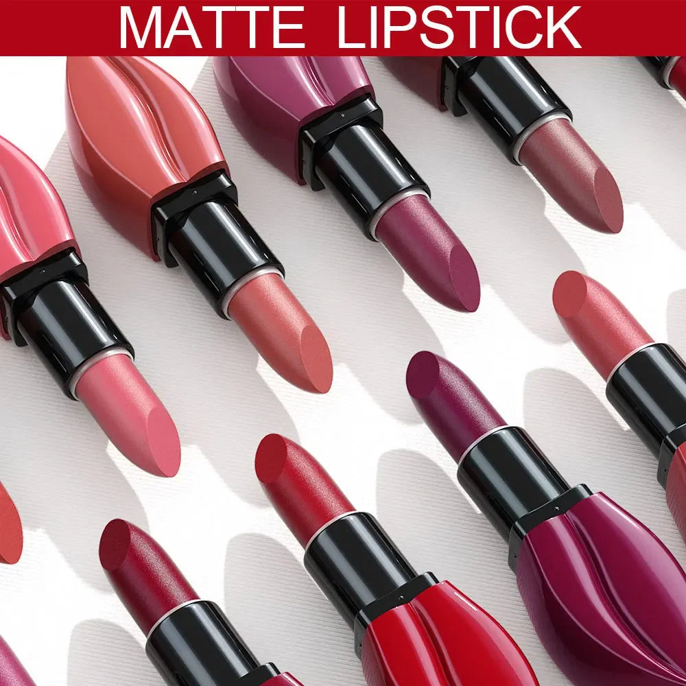 Natural Smooth Matte Waterproof Velvet Nude Lipstick Sexy Red Brown Lip Stick Pigments Makeup Lipgloss Long Lasting Profissional