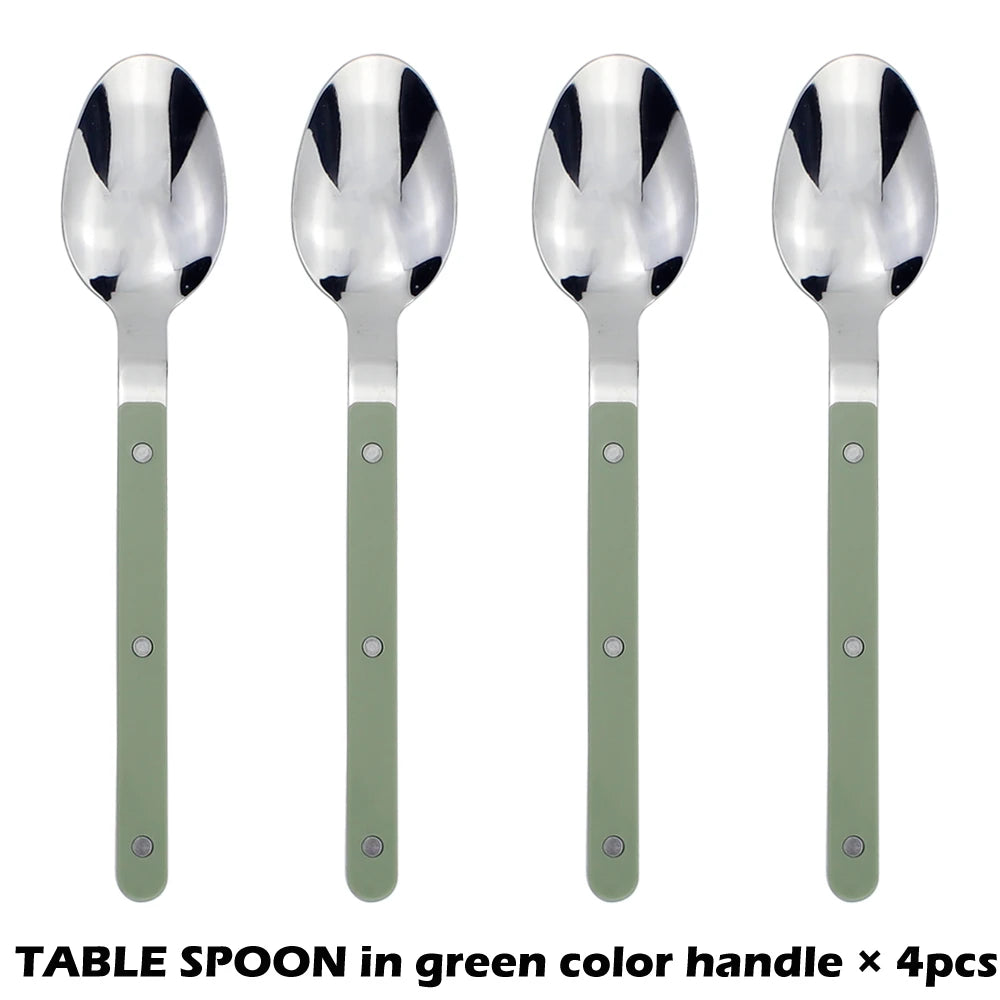 Fashionable Design Top Mirror Polishing Cutlery Sets Stainless Steel 18/8(304) ABS Handle With Rivets Silverware Set For Kitchen