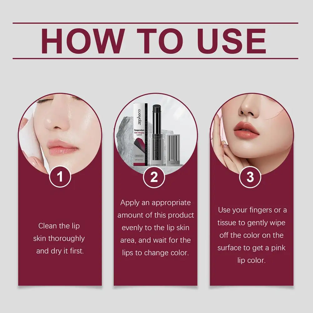 Temperature-Sensitive Color-Changing Lipstick Deeply Nourishing Prevents Dryness And Cracking Fades Lip Lines Locks In Moisture