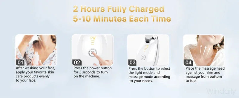 7 Colors Face Neck Massager Facial Lifting Device Skin Tightening Anti Wrinkle Vibration Machine Daily Skin Care Beauty Tools