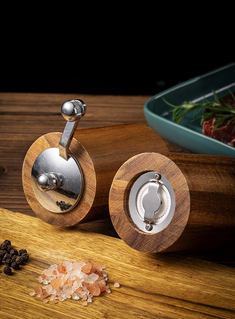 Manual Salt Pepper Grinder Wooden Spice Coffee Seasoning Adjustable Handmade Kitchen Grinding Gadgets