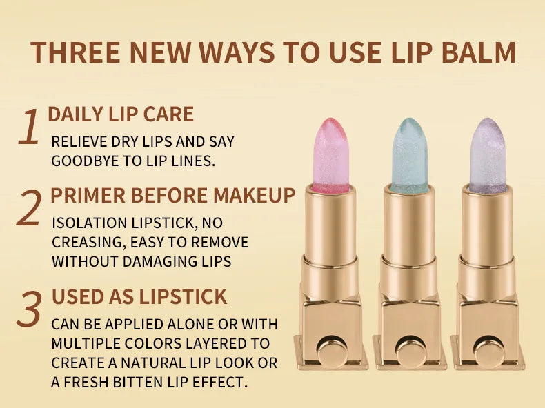 VIBELY Color Changing Lipstick with Shimmer Glitter, Nourishing Hydrating Lip Balm, Moisturizing Lip Care for Dry Lips, Daily Us
