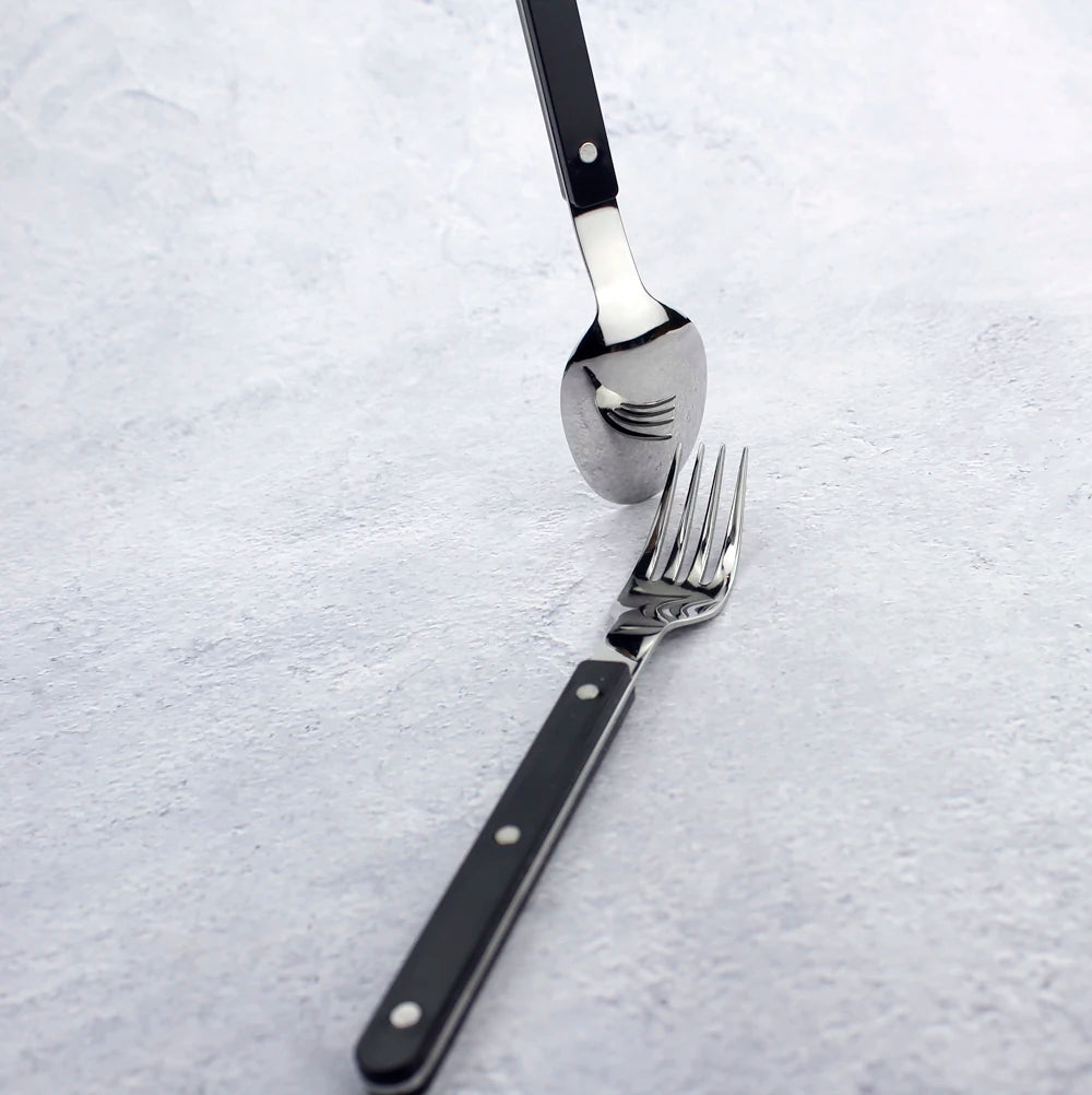 Fashionable Design Top Mirror Polishing Cutlery Sets Stainless Steel 18/8(304) ABS Handle With Rivets Silverware Set For Kitchen