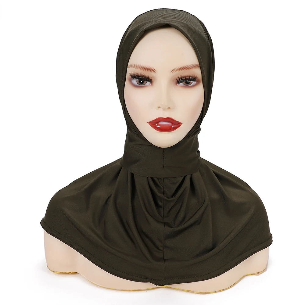 New Instant Hijab for Muslim Women Full Cover Headwraps Scarf Islam Turban Caps Ready to Wear Snap Undercap Hijab
