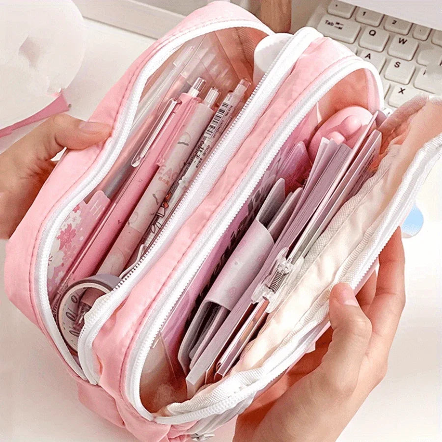Cute Multi Layer Pencil Case Pouch, Large Capacity Pen Case Bag,Durable Stationery Storage Bag For Students, School&Office