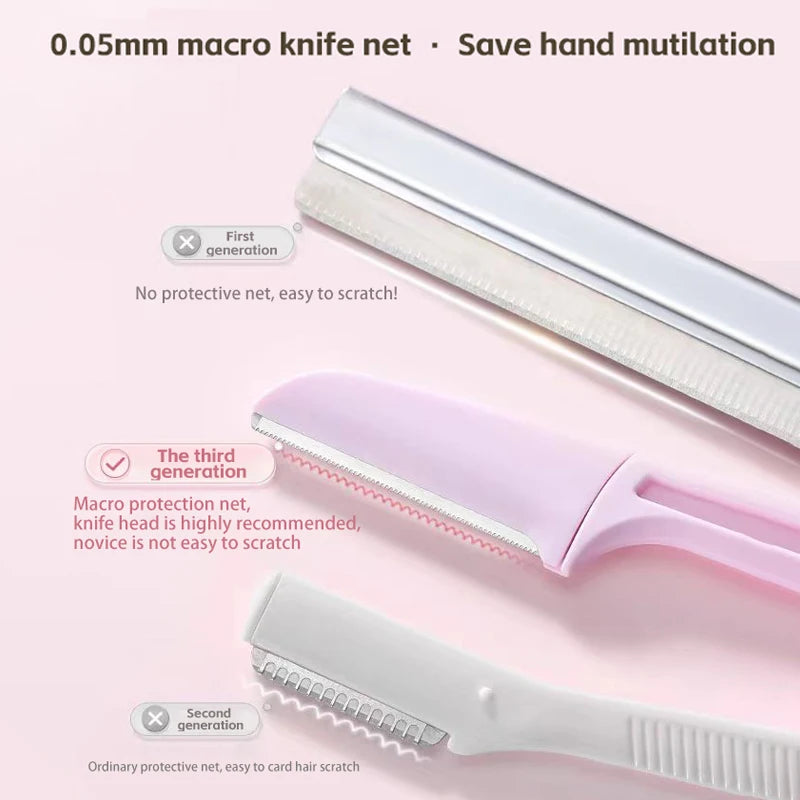 3PCS Portable Eyebrow Trimmer Safe Eyebrow Shaper Foldable Eyebrow Trimmer Razor Blade Razor Women's Makeup Tools