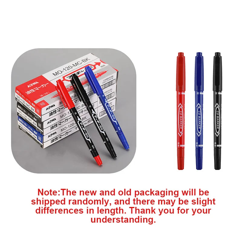 5/10PCs Permanent Marker Black/Blue/Red Oil Marker Pen Twin Tip Fine Nid Marker Ink Stationery Items School & Office Supplies