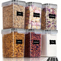 6Pcs Airtight Food Storage Containers Kitchen Pantry Storage Containers For Sugar, Flour And Baking Supplies Kitchen Accessories
