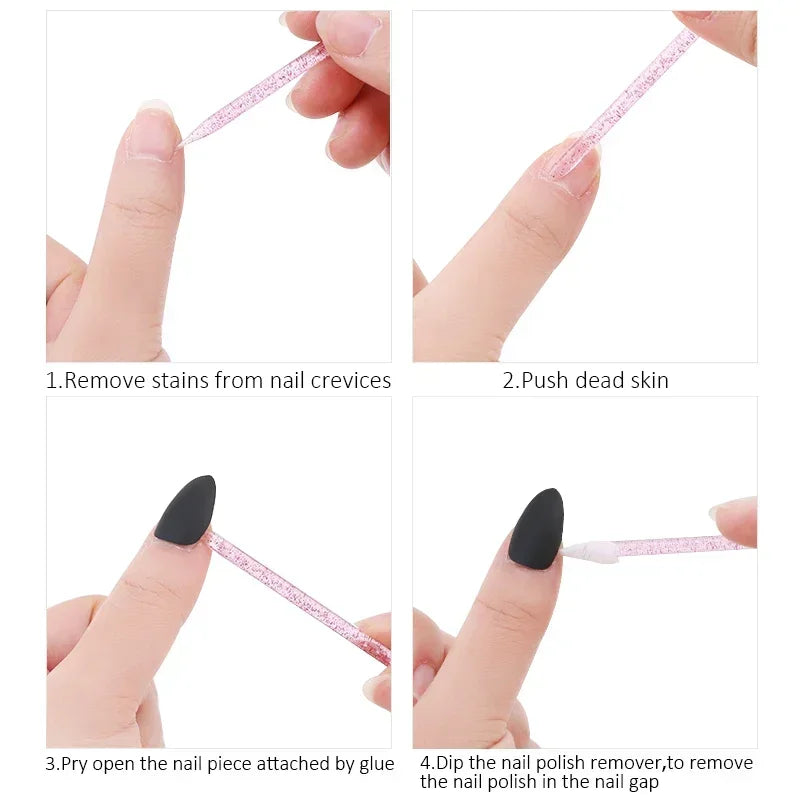 50/100 Pcs Reusable Double-Ended Cuticle Tool - Crystal Nail Art Pusher for Manicure & Pedicure