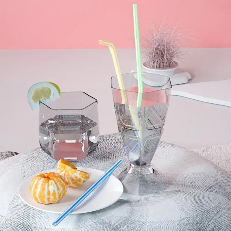 3X100PC Colorful Bendable Straw Drinking Kunststof Straw for Milk Tea Bar Party Rietjes Drinking Wedding Kitchen Beverage Straws