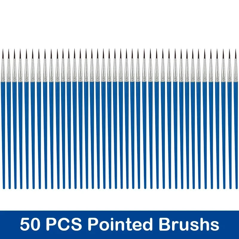 10/20/50Pcs Painting Brushes Set Art Round Flat Hair Nylon Hair Paint Brush Pen for Oil Acrylic Watercolor School Art Supplies
