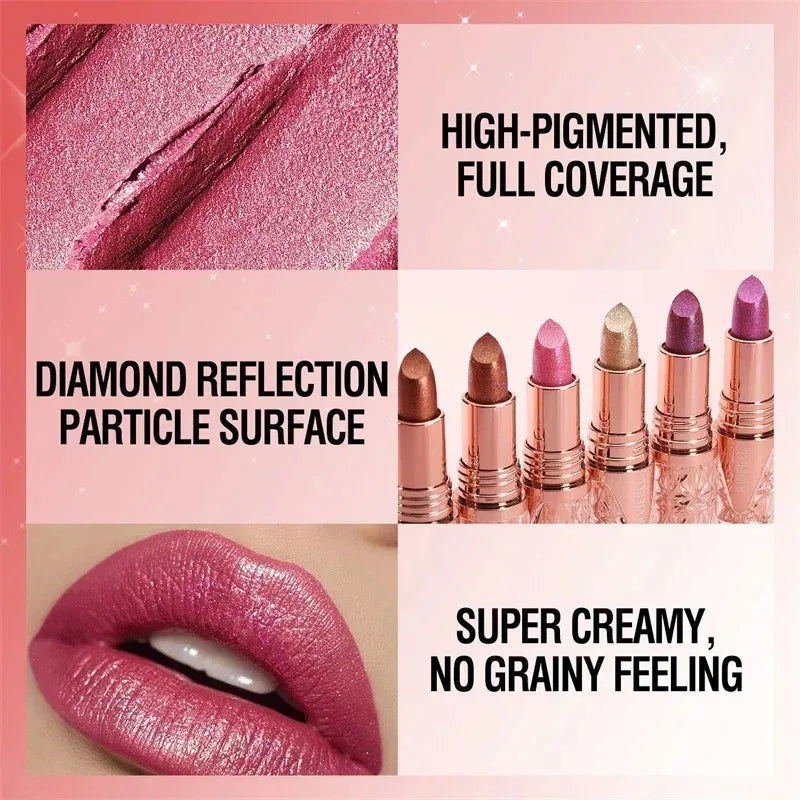 10 Colors 3 in 1 Pearlescent Lipstick Long Lasting Moisturizing Sparkling Quicksand Gold Lip Gloss Pearl Shimmer Sexy Lip Makeup