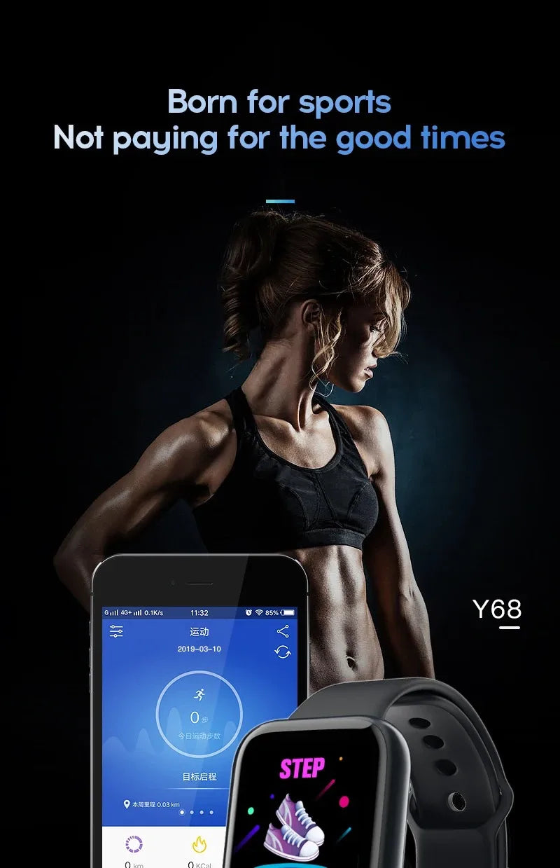 Smartwatch For Women Men Watches Heart Rate Monitor Electronic Fitness Smart Watch Calories Music Player 116Plus Y68 Bracelet