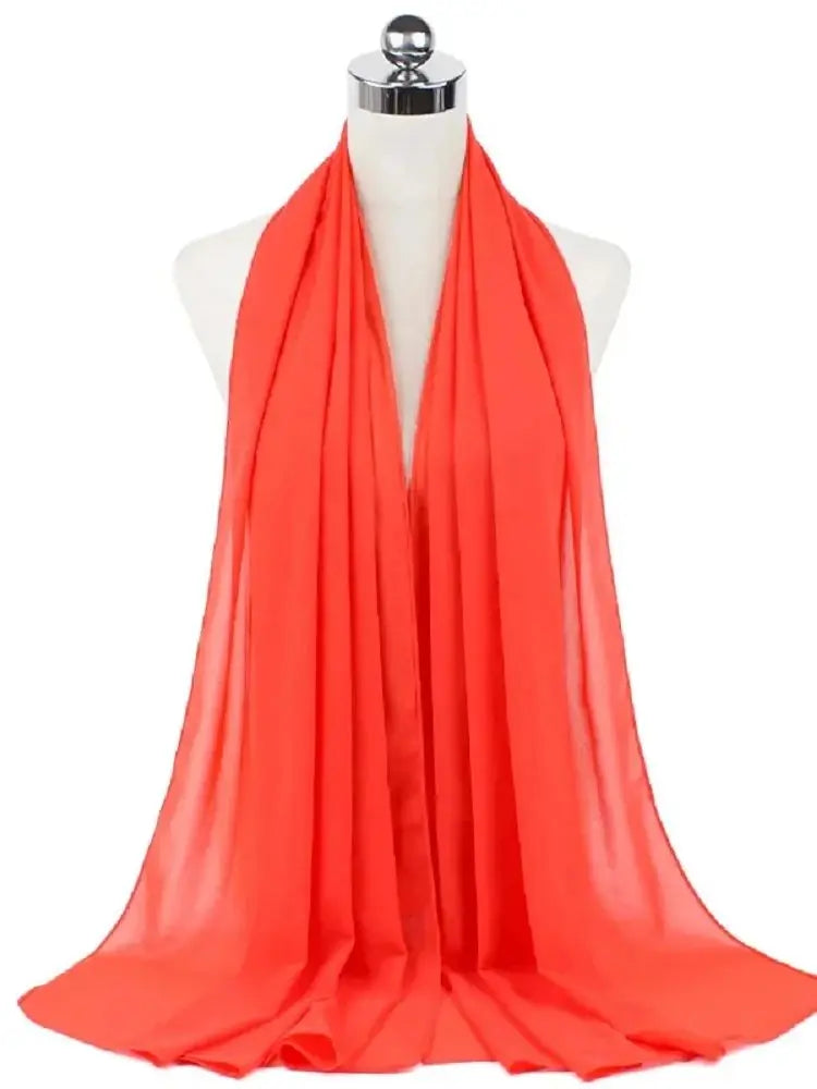 New Fashion Women Solid Chiffon Headscarf Ready To Wear Instant Hijab Scarf Muslim Shawl Islamic Hijabs Arab Wrap Head Scarves