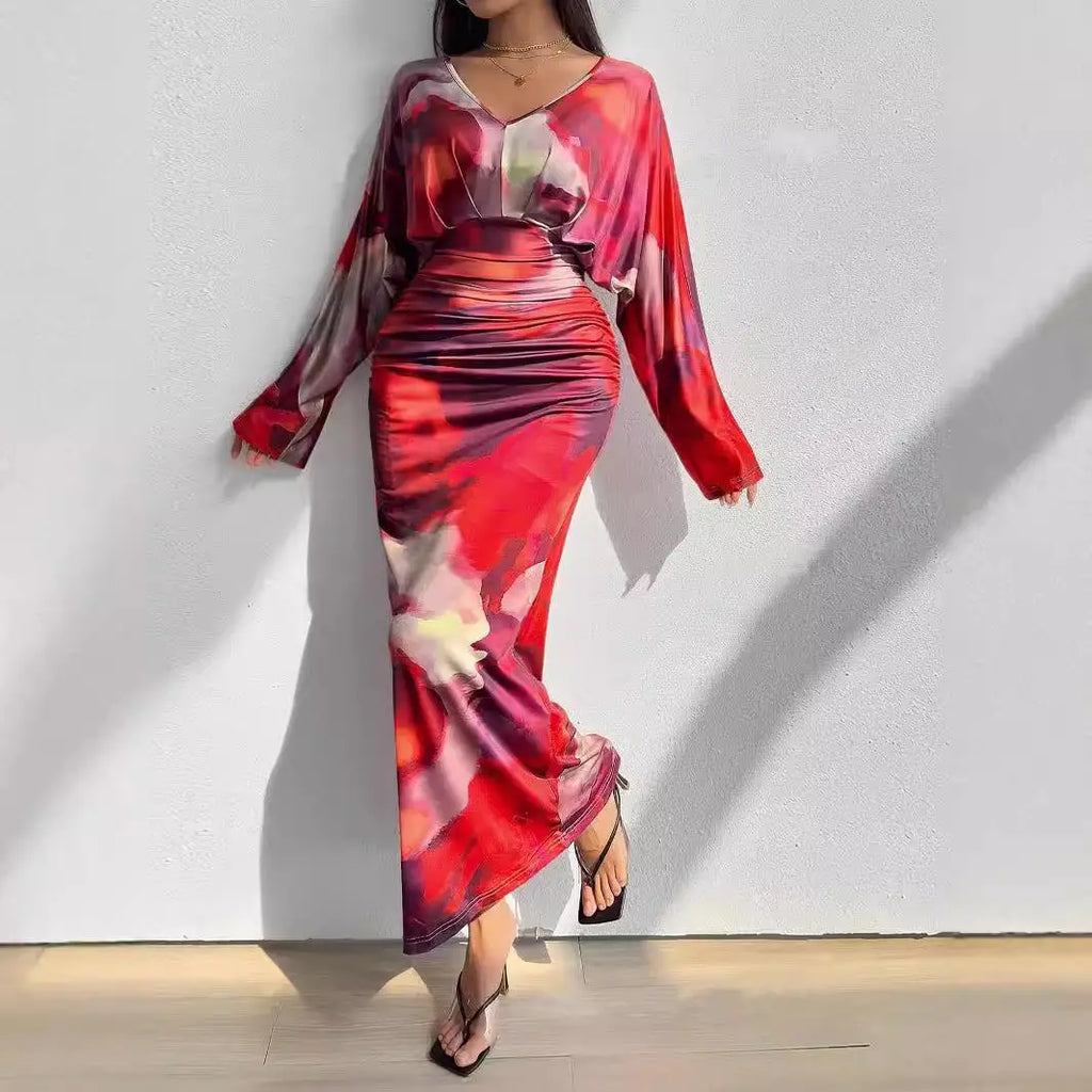 Women's Long Sleeve Dress European Style Batwing Sleeve Other Fabric Ladies Fashion Citywalk Dress Winter Collection