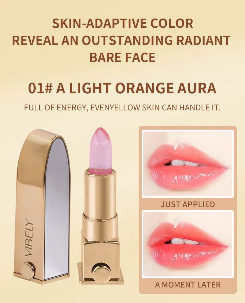 VIBELY Color Changing Lipstick with Shimmer Glitter, Nourishing Hydrating Lip Balm, Moisturizing Lip Care for Dry Lips, Daily Us