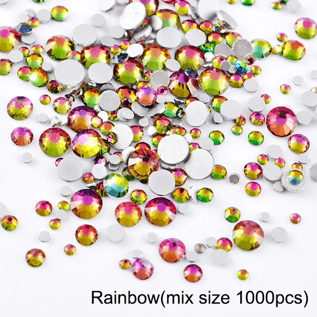 1440Pcs/Pack Flatback 3D Glass Swarovsky DIY Nails Rhinestones Art Decoration Shiny Crystal Stones Gems Manicure