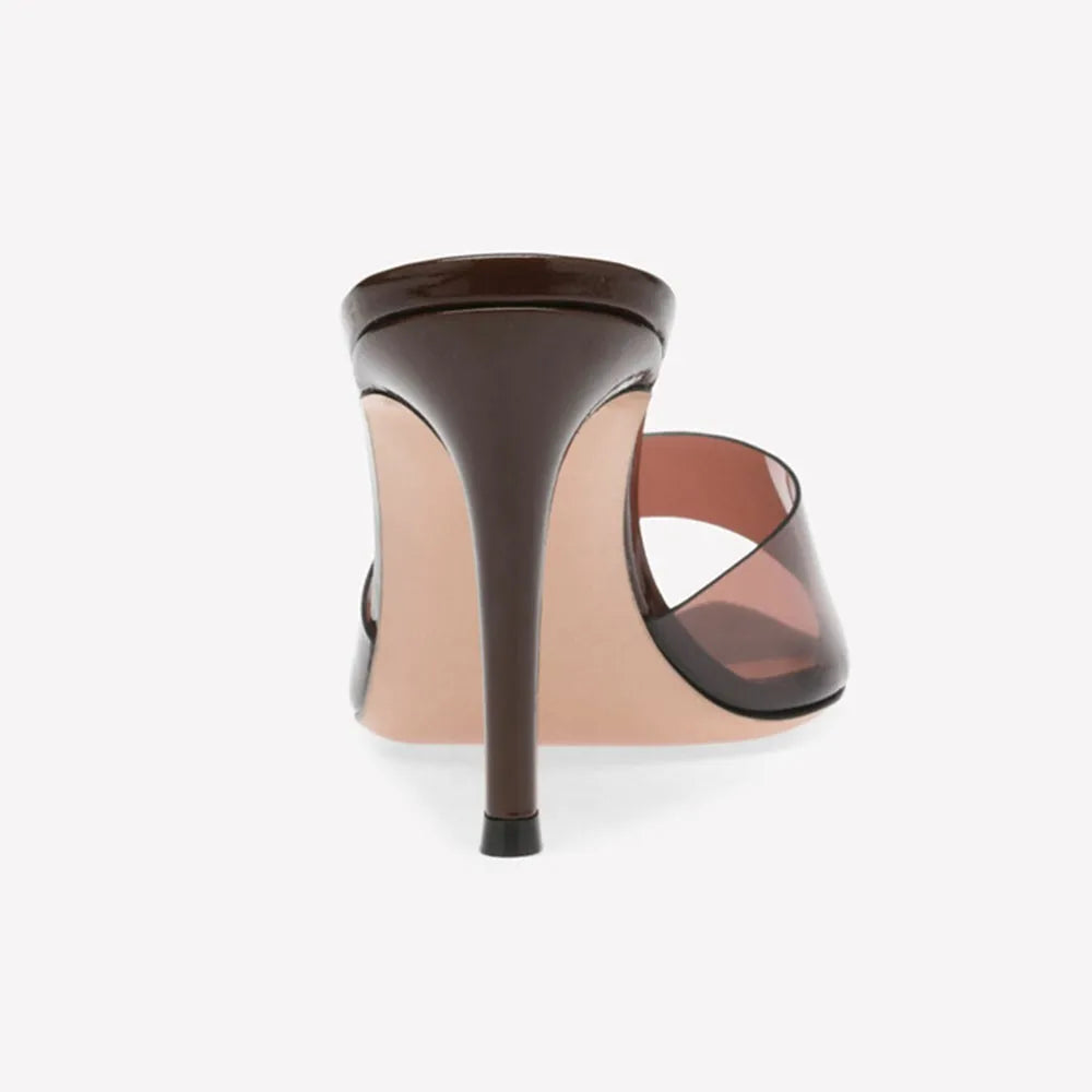 2026 Peep Toe Sexy Summer Women's Mules Pump Sandals Elegant Chic Super Thin High Heels Office Lady Party Shoes Slipper Sandals