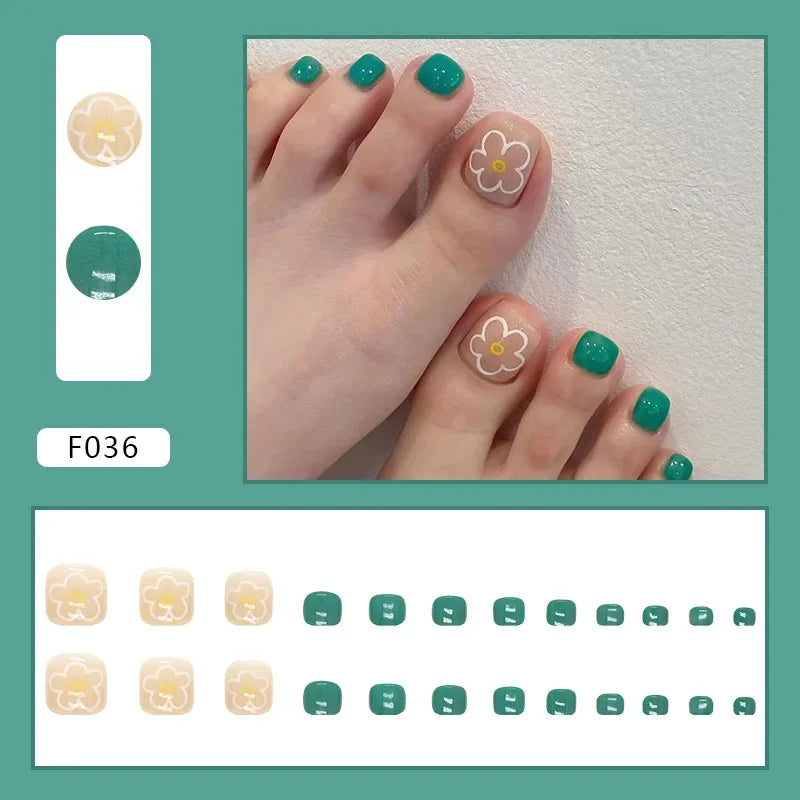 Simple French Press on Nails Fake Nails Tips with Sticker False Toenail Design Butterfly Lovely Girl False Toenail