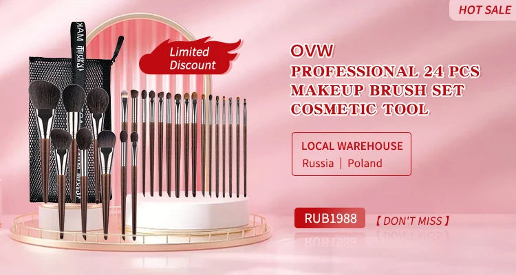 OVW Cosmetic 2/6 pcs Makeup Eye Shadow Brush Set Goat Hair Tool Ultra Soft Make Up Tapered Blender Diffuse Kit Cut Crease Brush