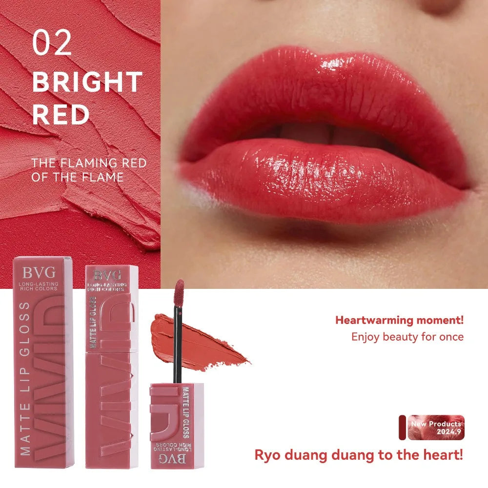 High-End Multi-Color Matte Lip Gloss Long-Lasting Non-Greasy Liquid Lipstick Rich Warm Colors Fading Liquid Makeup
