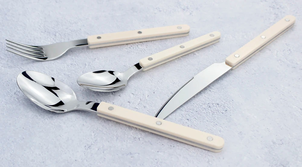 Fashionable Design Top Mirror Polishing Cutlery Sets Stainless Steel 18/8(304) ABS Handle With Rivets Silverware Set For Kitchen