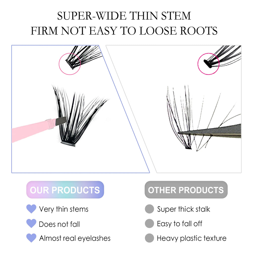 30D40D Individual Lashes Kit Natural Long DIY Cluster Eyelashes with Lash Bond and Seal Extension Kit Makeup Tools Faux Cils