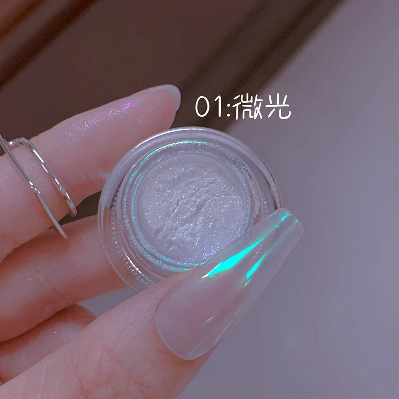 Pearl White Nails Glitter Aurora - Hailey Bieber Nails Moonlight Powders Fritillary Shell Mirror Pigment Nail Decoration