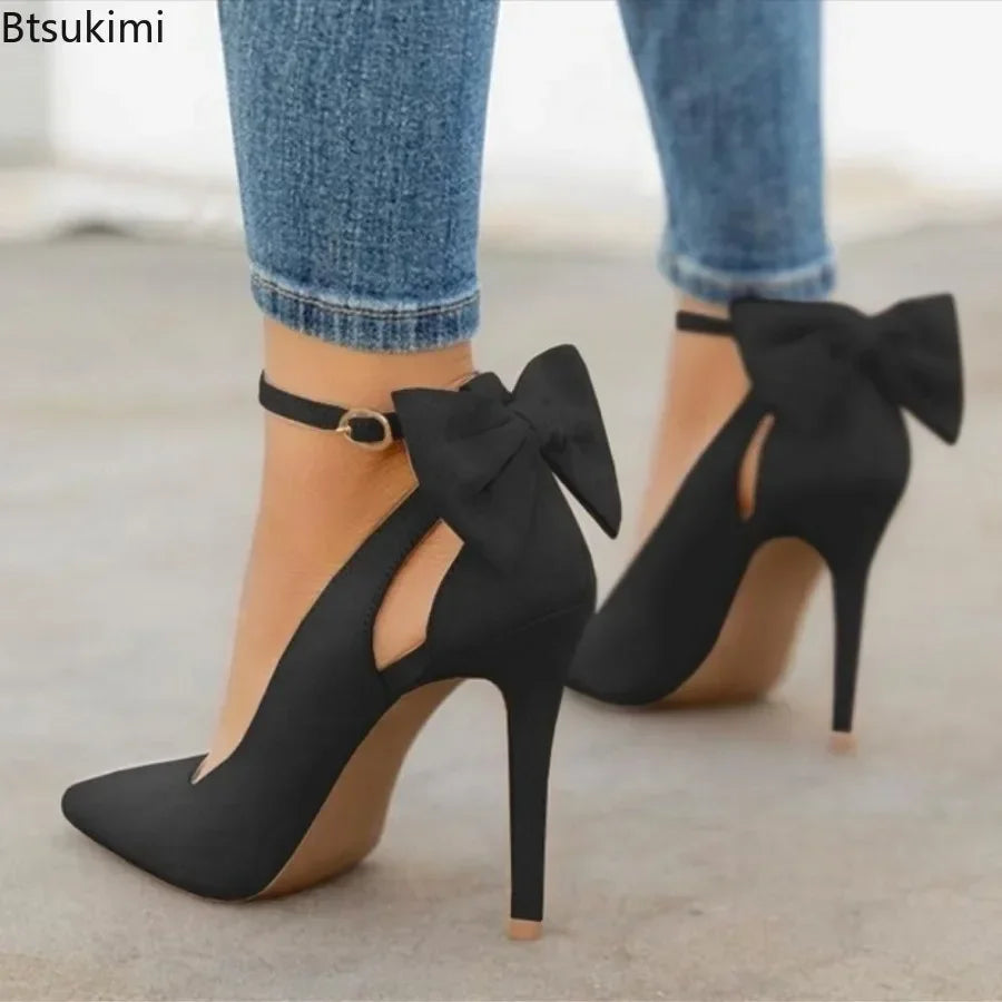 New2026 Women's Sexy High Heels Pumps Pointed Toe Buckle Strap Shoes Sweet Butterfly Party Pumps Wedding Ladies Shoes Large Size